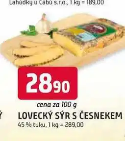 Trefa LOVECKÝ SÝR S ČESNEKEM 45% tuku, 100 g nabídka