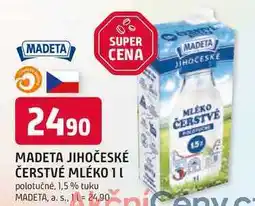 Trefa MADETA JIHOČESKÉ ČERSTVÉ MLÉKO 1 L polotučné, 1,5 % nabídka