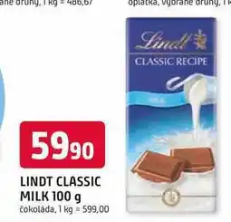 Trefa LINDT CLASSIC MILK 100 g nabídka