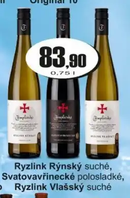 Adam Ryzlink Rýnský suché, Svatovavřinecké polosladké, Ryzlink Vlašský suché nabídka