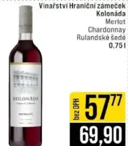 Jip Vinařství Hraniční zámeček Kolonáda Merlot Chardonnay nabídka