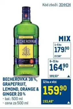 Makro Becherovka 38%, grapefruit, lemond, orange & ginger 20% nabídka