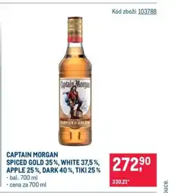 Makro Captain Morgan Spiced gold 35%, white 37,5%, apple 25 %, dark 40 %, tiki 25 % nabídka