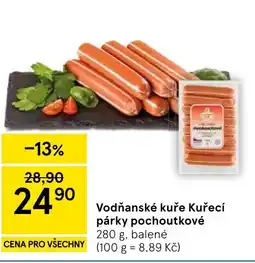 Tesco Vodňanské kuře Kuřecí párky pochoutkové nabídka