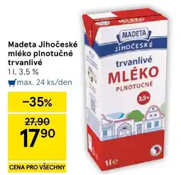 Tesco MADETA Jihočeské mléko plnotučné trvanlivé nabídka