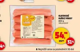 Penny Market Klatovské kuřecí párky nabídka