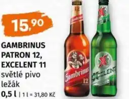 Terno Gambrinus patron 12, excelent 11 světlé pivo ležák nabídka