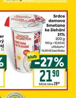 Srdce domova Smetana ke šlehání 31% 200 g