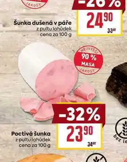 Billa Poctivá šunka z pultu lahůdek cena za 100 g nabídka