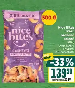 Billa Nice Bites Kešu pražené solené 500 g nabídka