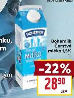 Billa Bohemilk Čerstvé mléko 1,5% 1l nabídka