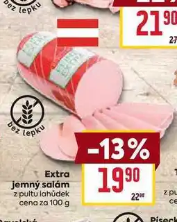 Billa Extra jemný salám z pultu lahůdek cena za 100 g nabídka