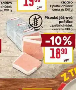 Billa Písecká játrová paštika z pultu lahůdek cena za 100 g nabídka