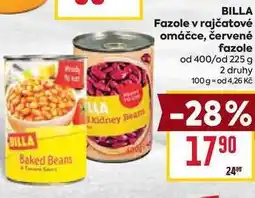 Billa BILLA Fazole v rajčatové omáčce, červené fazole od 400/od 225 g nabídka