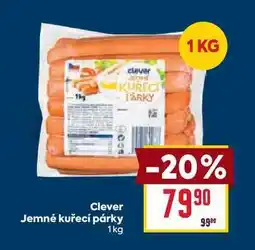 Billa Clever Jemné kuřecí párky 1kg nabídka