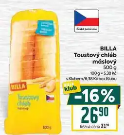 Billa BILLA Toustový chléb máslový 500 g nabídka