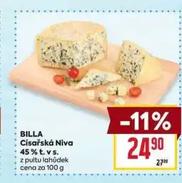 Billa BILLA Císařská Niva 45% t. vs. z pultu lahůdek cena za 100 g nabídka