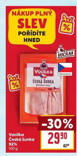 Billa Vocilka Česká šunka 92% 100 g nabídka
