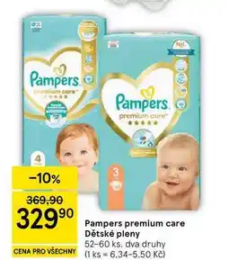 Tesco Pampers premium care Dětské pleny, 52-60 ks, dva druhy nabídka