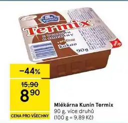 Tesco Mlékárna Kunín Termix, 90 g, více druhů nabídka