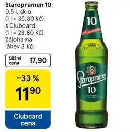 Tesco Staropramen 10, 0,5 l, sklo nabídka
