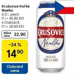 Tesco Krušovice Hořké Nealko, 0,5 1. plech nabídka