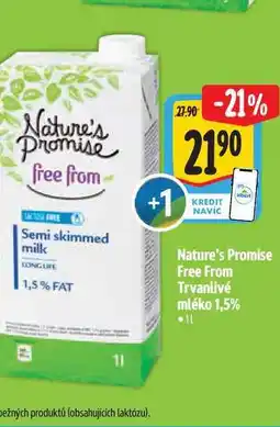 Albert Nature's Promise Free From Trvanlivé mléko 1,5% 1 l nabídka