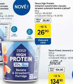 Tesco Tesco High Protein instantní ovesná kaše s kousky mrazem sušených banánů a jahod, 65 g nabídka