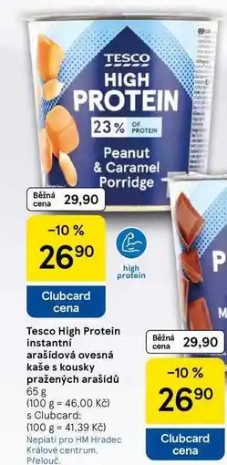 Tesco Tesco High Protein instantní arašídová ovesná kaše s kousky pražených arašídů, 65 g nabídka