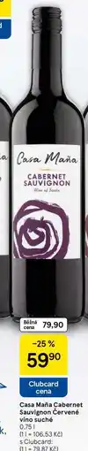 Tesco Casa Maña Cabernet Sauvignon Červené víno suché, 0.75 l nabídka