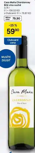 Tesco Casa Maña Chardonnay Bílé víno suché, 0.75 l nabídka