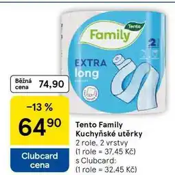 Tesco Tento Family Kuchyňské utěrky, 2 role, 2 vrstvy nabídka