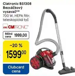 Tesco Clatronic BS1308 Bezsáčkový vysavač, 700 W, HEPA filtr. teleskopická tyč nabídka