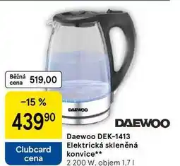 Tesco Daewoo DEK-1413 Elektrická skleněná konvice, 2 200 W, objem 1,7 l nabídka