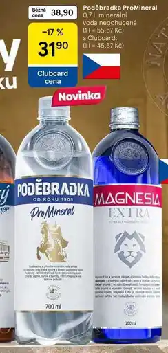 Tesco Poděbradka ProMineral, 0.7 l, minerální voda neochucená nabídka