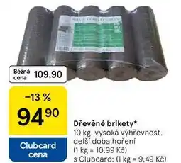 Tesco Dřevěné brikety, 10 kg. vysoká výhřevnost. delší doba hoření nabídka