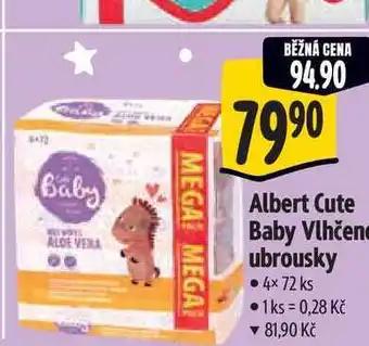 Albert Albert Cute Baby Vlhčene ubrousky 4x 72 ks nabídka
