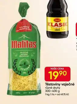 Hruška Malitas Těstoviny vaječné různé druhy 300-400 g nabídka