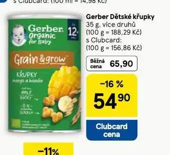 Tesco Gerber bio dětské křupky nabídka