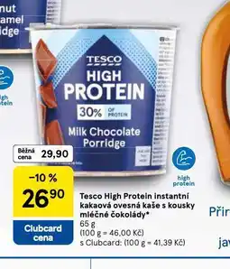 Tesco Tesco high protein instantní arašídová ovesná kaše s kousky mléčné čokolády nabídka