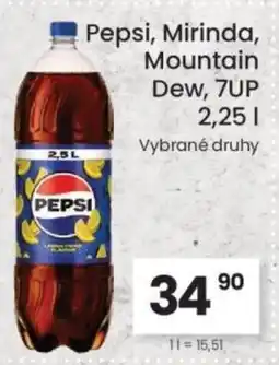 Kubík potraviny Pepsi, Mirinda, Mountain Dew, 7UP nabídka
