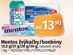 COOP TIP Mentos žvýkačky/bonbóny nabídka