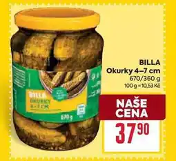 Billa BILLA Okurky 4-7 cm 670/360 g nabídka