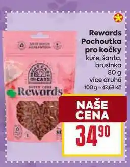 Billa Rewards Pochoutka pro kočky kuře, šanta, brusinka nabídka