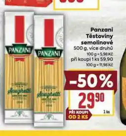Billa Panzani těstoviny semolinové nabídka