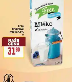 Billa Free trvanliví mléko 1,5% nabídka