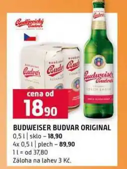 Terno BUDWEISER BUDVAR ORIGINAL 0,5l sklo plech nabídka