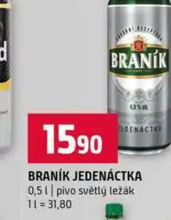 Terno BRANÍK JEDENÁCTKA 0,5l pivo světlý ležák nabídka