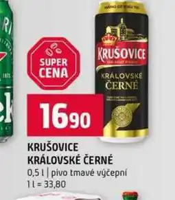 Terno KRUŠOVICE KRÁLOVSKÉ ČERNÉ 0,5l pivo tmavé výčepní nabídka