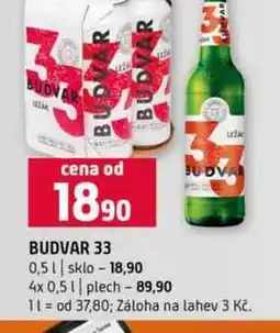 Terno BUDVAR 33 0,5l sklo 4x 0,5l plech nabídka